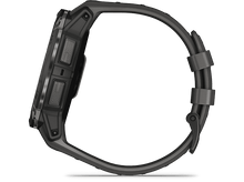 Charger l&#39;image dans la galerie, Smartwatch noire vue latérale, boutons et bracelet visibles.
