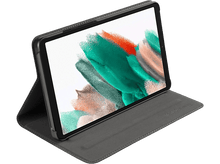 Charger l&#39;image dans la galerie, Tablette dans un étui gris. La tablette est ouverte, affichant un écran coloré.
