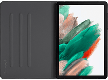 Charger l&#39;image dans la galerie, Tablette dans un étui. L&#39;écran affiche des coups de pinceau abstraits verts et oranges. Étui ouvert, gris.
