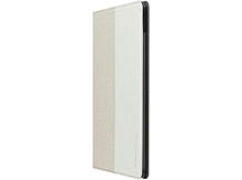 Charger l&#39;image dans la galerie, Un étui de tablette blanc et beige, avec une bande verticale beige texturée.
