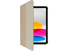 Charger l&#39;image dans la galerie, Housse d&#39;iPad beige avec une tablette à l&#39;intérieur. L&#39;écran affiche des formes colorées.
