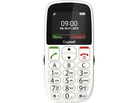 Un téléphone Gigaset blanc affiche 09:00 à l