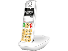 Charger l&#39;image dans la galerie, Un téléphone Gigaset blanc avec un écran affichant un numéro de téléphone.
