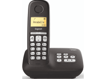 Charger l&#39;image dans la galerie, Téléphone sans fil noir avec écran affichant &#39;Annabella&#39;.
