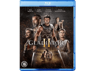 Couverture de Gladiator 2 Blu-ray : acteurs avec épées, scène d'arène, titre.