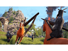 Charger l&#39;image dans la galerie, Des chèvres montent à cheval avec un volcan en arrière-plan.
