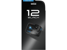 Charger l&#39;image dans la galerie, Caméra GoPro 12 Black dans son emballage. Caméra noire, emballage noir avec des accents bleus.
