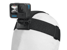 Charger l&#39;image dans la galerie, Une caméra GoPro 11 Black noire attachée à un bandeau, vue de dos, sur fond blanc.
