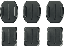 Six supports adhésifs noirs pour une caméra. Trois ovales et trois carrés, disposés sur fond blanc.
