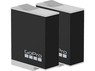 Deux batteries GoPro noires avec texte et logo blancs.