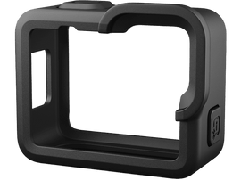 Un étui de protection noir pour une caméra, avec une poignée et un accès au bouton.