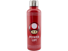 Charger l&#39;image dans la galerie, Bouteille d&#39;eau rouge Mario avec des graphiques de champignon et de point d&#39;interrogation. Fond blanc.
