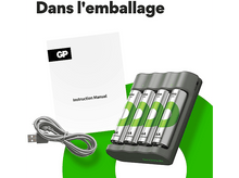 Charger l&#39;image dans la galerie, GP BATTERIES Chargeur B441+ Piles 2100mAh AA 4 pièces (GPB441/AAA-B4PROMO)
