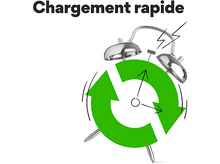 Charger l'image dans la galerie, Un réveil avec des flèches vertes et un éclair, indiquant une charge rapide.
