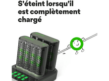 Charger l&#39;image dans la galerie, GP BATTERIES Chargeur de pile M451 2 pièces et station de charge D851 + AA pile 2600 mAh 8 pièces (GPRCKCHM452D304)
