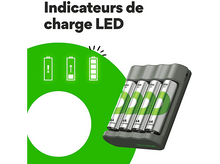 Charger l&#39;image dans la galerie, GP BATTERIES Chargeur de pile USB B441 + 4 x Pile AA 2100 mAh Noir (GPACSB441001)
