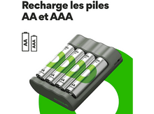 Charger l&#39;image dans la galerie, GP BATTERIES Chargeur de pile USB B441 + 4 x Pile AA 2100 mAh Noir (GPACSB441001)
