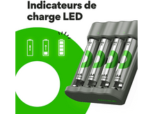 Charger l&#39;image dans la galerie, GP BATTERIES Chargeur de pile USB B441 + 4 x Pile AAA 850 mAh Noir (GPACSB441002)
