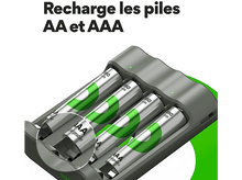 Charger l&#39;image dans la galerie, GP BATTERIES Chargeur de pile USB B441 + 4 x Pile AAA 850 mAh Noir (GPACSB441002)
