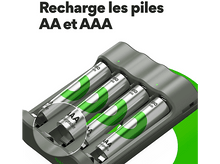 Charger l'image dans la galerie, GP BATTERIES Chargeur de pile USB B441 + 4 x Pile AAA 850 mAh Noir (GPACSB441002)
