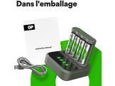 GP BATTERIES Chargeur de pile USB B441 + Piles AA 2100 mAh 4 pièces (GPRCKCHB441D267)