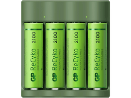 GP BATTERIES Chargeur de piles USB + 4 piles AA 2100 mAh rechargeables (GPB421/210AAHCE-2B4)