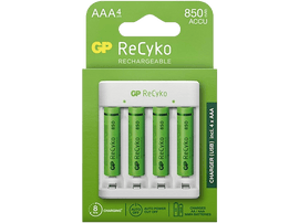 GP BATTERIES Chargeur de piles USB + 4 piles rechargeables 2100 mAh AA (GPE411210AAHCE-2BNB4)