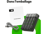GP BATTERIES Chargeur de piles USB M451 + AA 2600 mAh 4 pièces (GPRCKCHM452U281)