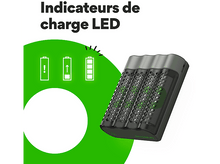 Charger l&#39;image dans la galerie, GP BATTERIES Chargeur de piles USB M451 + AA 2600 mAh 4 pièces (GPRCKCHM452U281)
