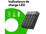 GP BATTERIES Chargeur de piles USB M451 + AA 2600 mAh 4 pièces (GPRCKCHM452U281)