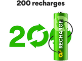 GP BATTERIES Pile rechargeable RECHARGE 1300 mAh AA C4 4 pièces