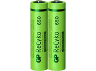 GP BATTERIES Piles AAA rechargeables ReCyko 650 mAh 2 pièces (GP65AAAHCE-2APCEWB2)