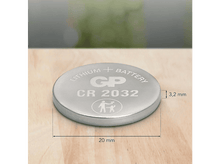 Charger l'image dans la galerie, Pile bouton argentée avec texte et mesures.
