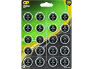 Une plaquette de 20 piles GP CR2032.