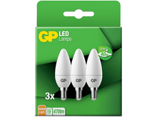 Charger l&#39;image dans la galerie, Une boîte de trois ampoules LED GP. La boîte est verte avec des ampoules et du texte blancs.
