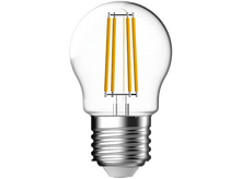 Charger l'image dans la galerie, Une ampoule transparente avec des filaments jaunes et une base argentée.
