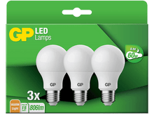 Charger l&#39;image dans la galerie, Trois ampoules LED dans une boîte. Fond vert avec du texte et une icône d&#39;ampoule.
