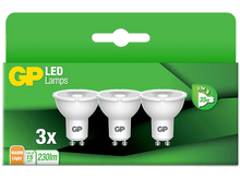 Charger l'image dans la galerie, Boîte verte avec trois lampes LED GP. Chaque lampe est blanche, conique et étiquetée 'GP'.
