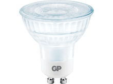 Charger l'image dans la galerie, Gros plan d'une ampoule LED de la marque GP. Elle est blanche avec deux broches métalliques en bas.
