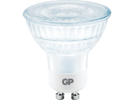 Une ampoule LED GP avec une partie d'ampoule transparente et une base blanche.