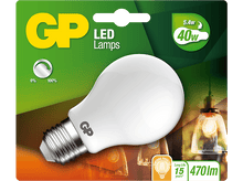 Charger l&#39;image dans la galerie, Une ampoule LED GP dans un emballage vert et blanc. L&#39;ampoule est blanche, et une lampe est en arrière-plan.
