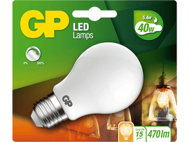 Une ampoule LED GP dans un emballage vert et blanc. L