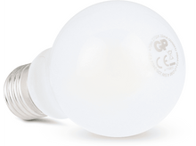 Charger l&#39;image dans la galerie, Une ampoule blanche et ronde avec une base argentée, affichant des détails imprimés.
