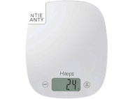 Balance de cuisine blanche. L'affichage numérique affiche '24 g'. Les boutons unité et zéro sont visibles.