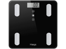 Charger l&#39;image dans la galerie, Une balance numérique noire avec un écran affichant &#39;0,0 kg&#39;. Elle possède quatre plateformes blanches.
