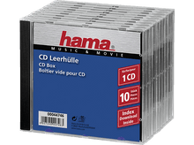 Charger l&#39;image dans la galerie, Une pile d&#39;étuis de CD avec une étiquette indiquant Hama. Texte : Boîte de CD, 10 pièces.
