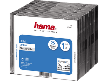 Pile de 25 boîtiers de CD avec texte et code-barres.