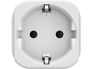 Une prise électrique blanche, avec deux trous et deux broches métalliques. C'est un type européen.