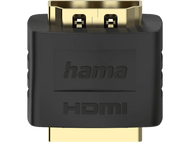 Un adaptateur HDMI noir avec des connecteurs dorés. La marque 'hama' est imprimée dessus, avec 'HDMI' en dessous.