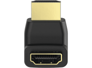 Adaptateur HDMI noir, ports mâle et femelle, connecteurs dorés.